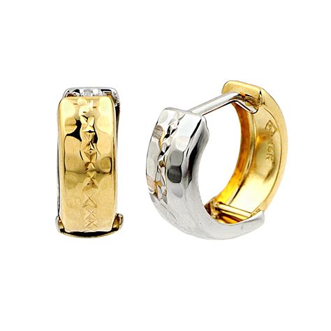 Amazon Com 14k Gold Two Tone Huggie Earrings Hoop Earrings Jewelry