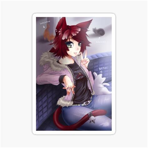Neko Anime Girl Sticker For Sale By Zerojigoku Redbubble