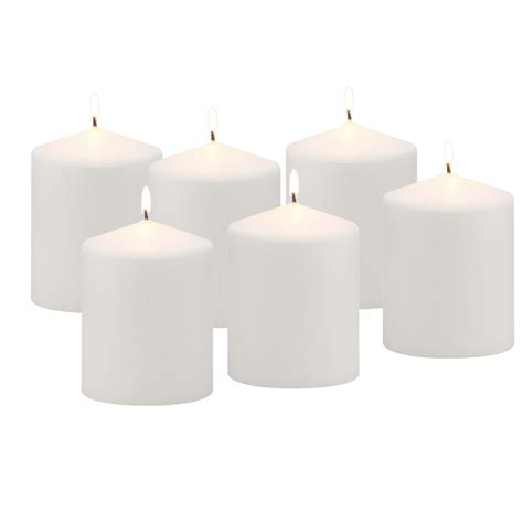 3x4 Unscented White Pillar Candles Set Of 6 Stonebriar Collection