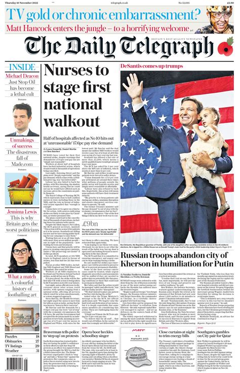 Daily Telegraph Front Page 10th Of November 2022 Tomorrows Papers Today