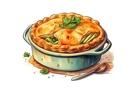 Premium Ai Image Chicken Pot Pie Illustration Food Illustrationgenerative Ai