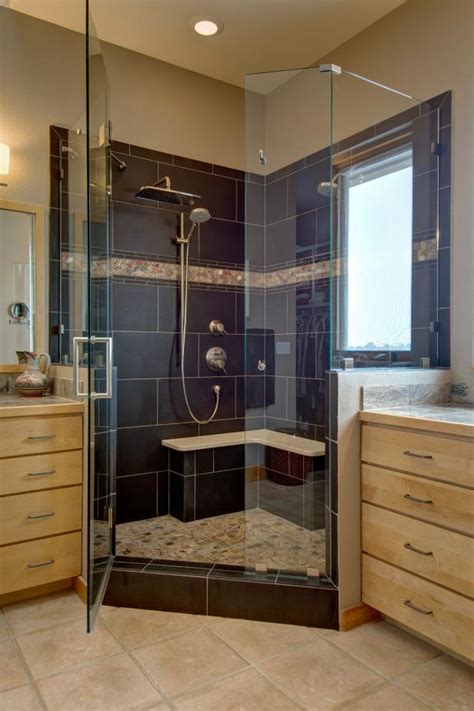 For a luxurious take on one of our image credit: Spacious Glass Wall Shower With Large Blue Tile Interior ...