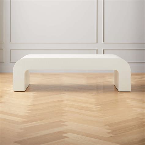 Horseshoe Ivory Lacquered Linen 60 Modern Coffee Table Reviews Cb2