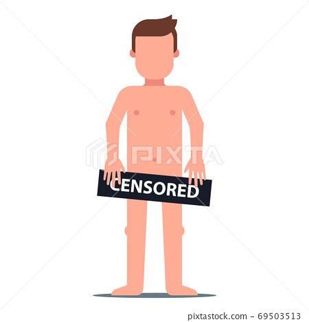 Nude Man Holding A Censored Sign Flat Pixta