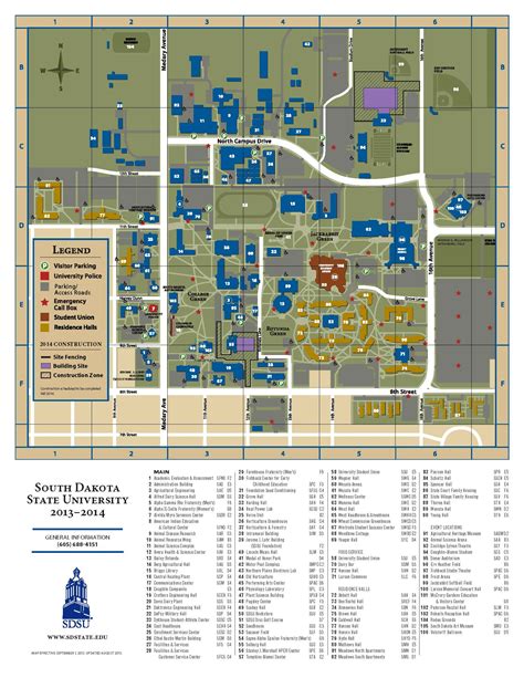 South Dakota State University Campus Map Map