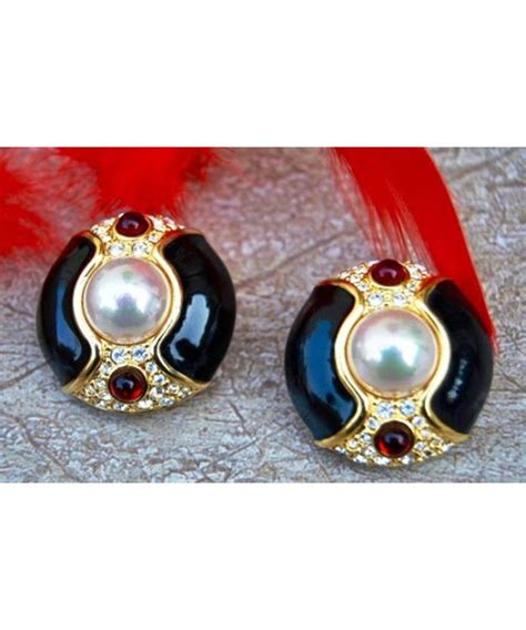 Black Pearl Diamond Stud Earrings Orne Jewels 2926821
