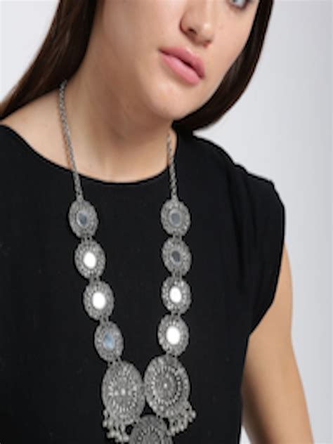 Buy Infuzze Oxidised Silver Toned Mirror Necklace Necklace And Chains