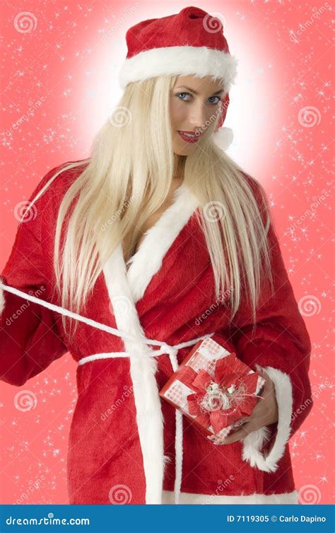 Beauty Santa Claus Stock Image Image Of Female Blond 7119305
