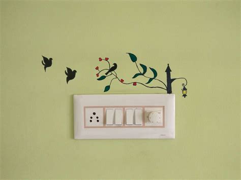 Wall painting on switchboard | Decal wall art, Creative ... Creative funny cat kitten pawprints vinyl wall art wall sticker home decor wall decal.