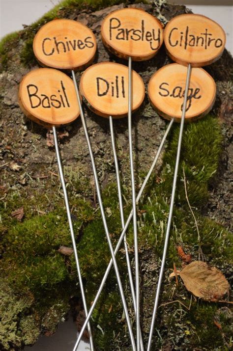 6 Garden Marker Stakes Herb Or Vegetable Garden Marker Stakes Rustic