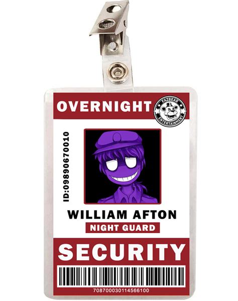 Fnaf Five Nights At Freddys William Afton Security Id Badge Funky Toys