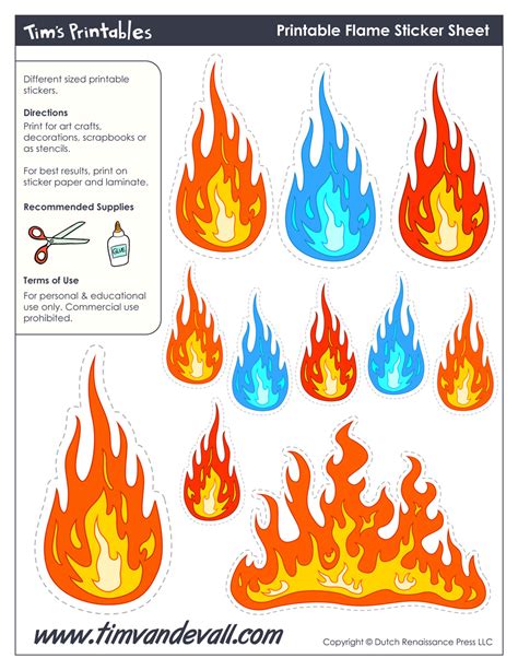 Printable Flame Stickers And Flame Templates Tims Printables