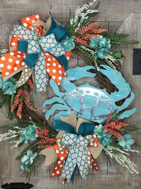 Crab Wreath Crab Wreath For Front Door Nautical Crab Wreath Etsy