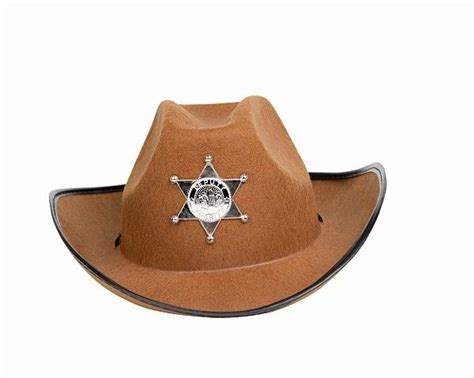 Cowboy Sheriff Hat Brown Western Style Headwear