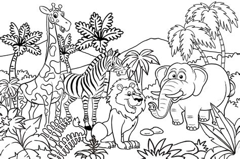 Mewarnai Gambar Kebun Binatang Untuk Anak Tk