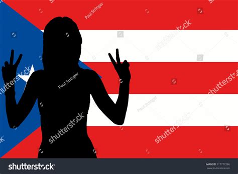 The Flag Of Puerto Rico With The Silhouette Of A Royalty Free Stock