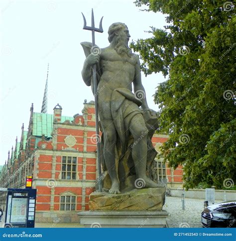 Denmark Copenhagen Christiansborg Slotsplads Neptune Statue Before