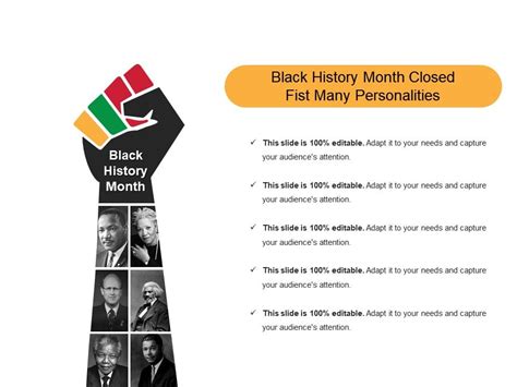 Black History Month Closed Fist Many Personalities Powerpoint Design