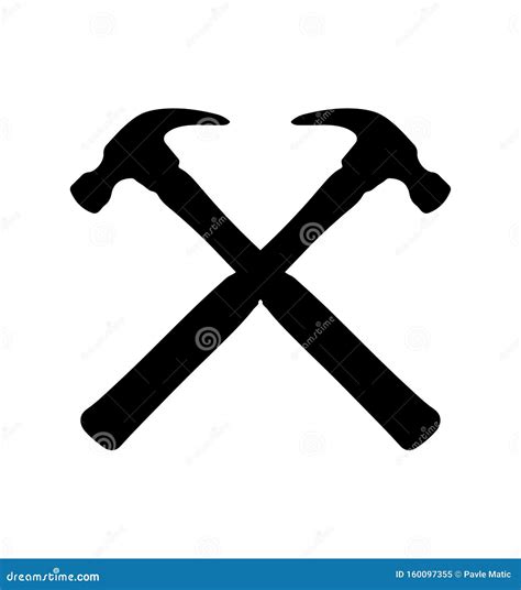 Crossed Hammer And Spanner Tools Cartoon Vector