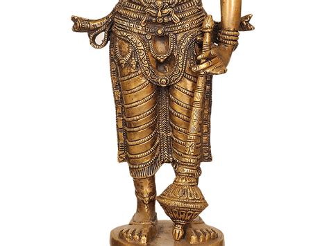 29 Large Size Four Armed Standing Vishnu In Brass Handmade Made In