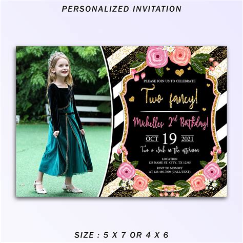 Two Fancy Birthday Party Invitation With Picture Two Fancy Etsy