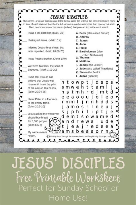 Jesus Disciples Worksheet In 2020 With Images Bible Lessons For