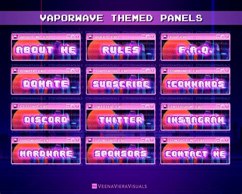 Vaporwave Stream Panels Para Twitch Descarga Instantánea Etsy España