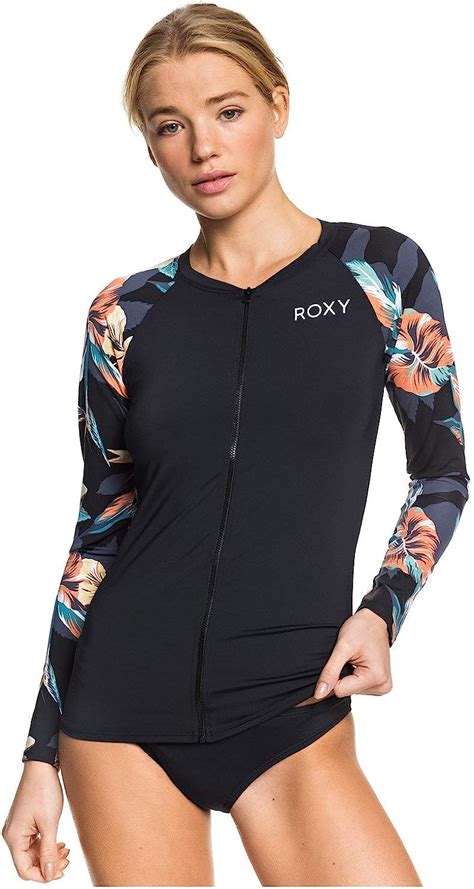 Roxy Womens Fashion Long Sleeve Zip Up Upf 50 Rash Vest Roxy Amazon