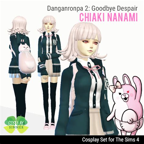 Chiaki Nanami Cosplay Set For The Sims 4 Spring4sims Sims 4 Anime Sims Sims 4