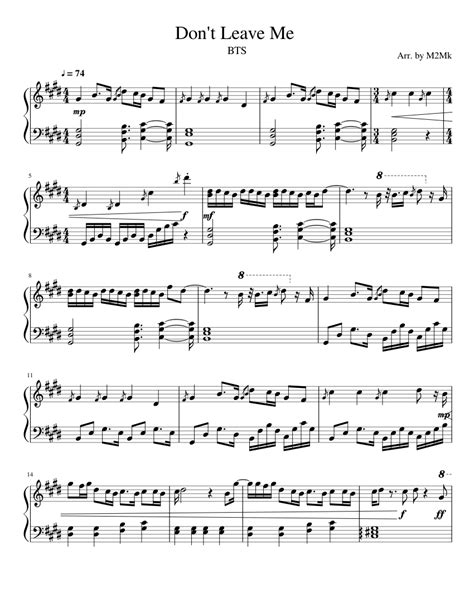Bts 방탄소년단 Dont Leave Me Sheet Music For Piano Download Free In Pdf