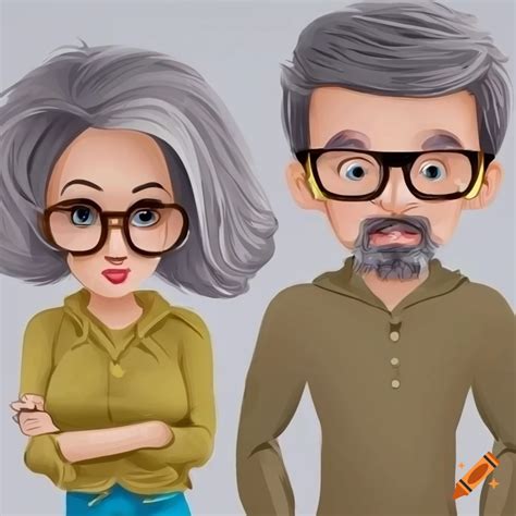 Cartoon Characters With Gray Hair And Wood Glasses