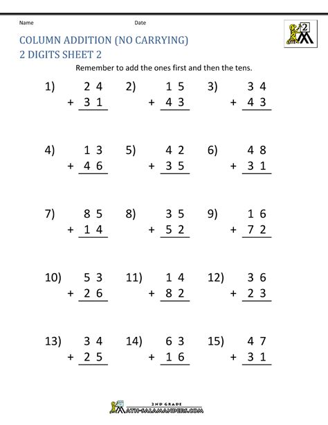 2 Digit Addition With Carrying Math Worksheets Hot Sex Picture