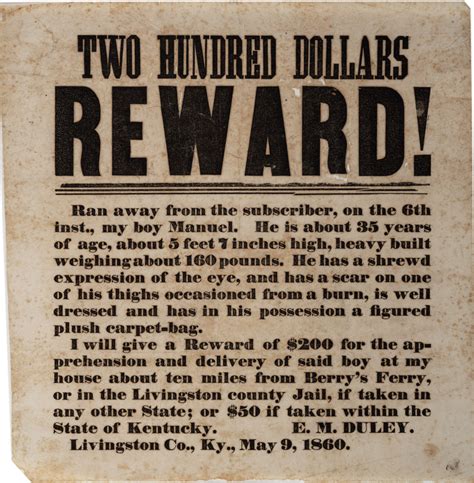 Runaway Slave Ad 1860 Gilder Lehrman Institute Of American History