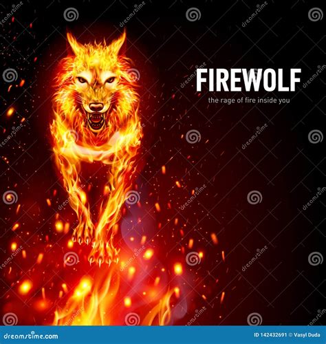 Fire Woolf Stock Vector Illustration Of Flame Carnivore 142432691