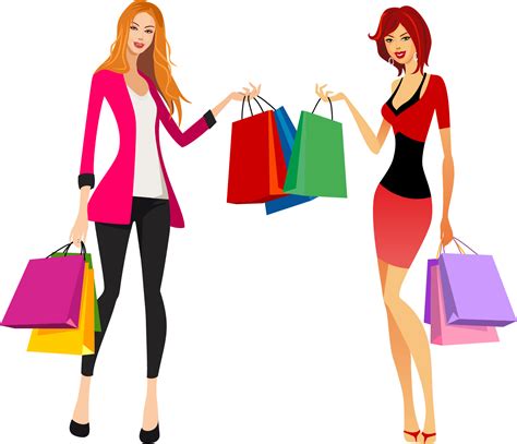 Smiling Girl Shopping Vector Bags Transparent Png Png Mart