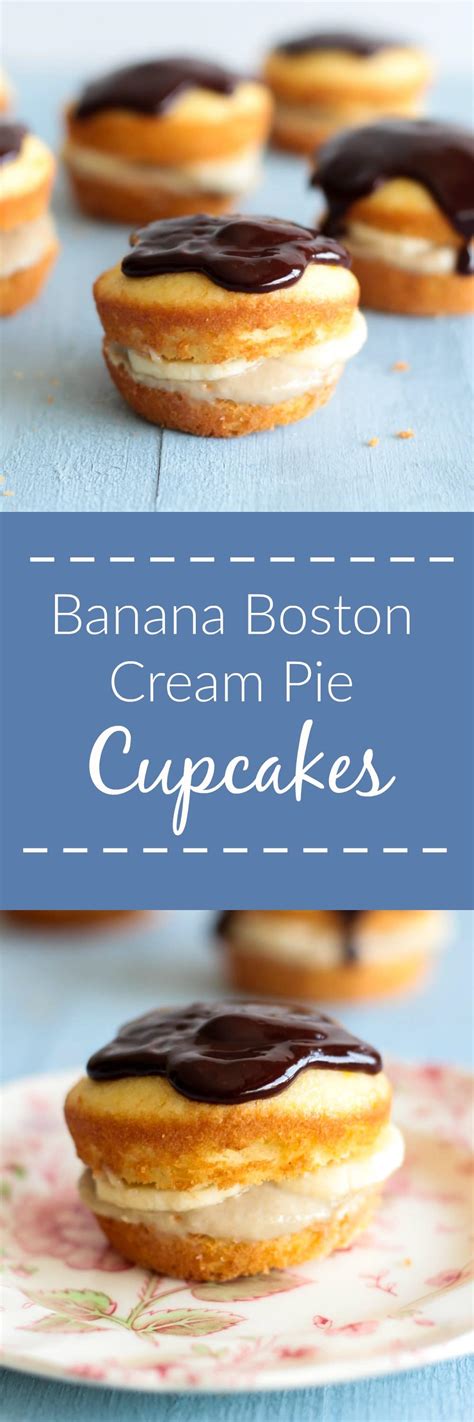 Make chocolate sauce by melting chocolate chips and butter together in the microwave in 30 second increments, stirring between. Banana Boston Cream Pie Cupcakes - Le Petit Eats