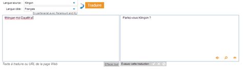 Bing Translator Parle Klingon