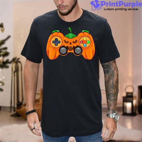 Halloween Gamer Pumpkin Controller Video Gamer Kids Boys Unisex Shirt