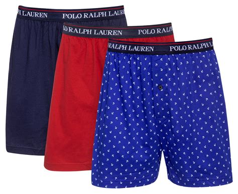 Polo Ralph Lauren Mens Knit Boxers 3 Pack Bluerednavy Nz