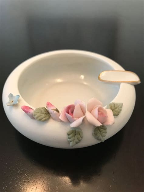 Vintage Lefton China Ceramic Ashtray With Pink Roses And Etsy