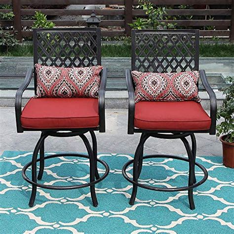 Phi Villa 3 Piece Height Swivel Bar Stools Sets With All Weather Steel