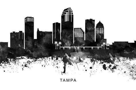 Tampa Skyline Black And White Art Print By Walldecoraddict Icanvas