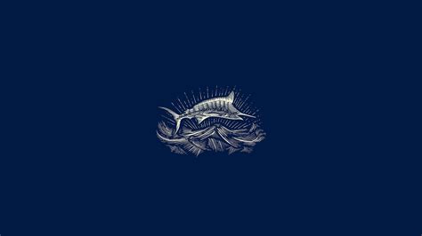 Wallpaper 2560x1440 Px Blue Background Fish Illustration Jumping