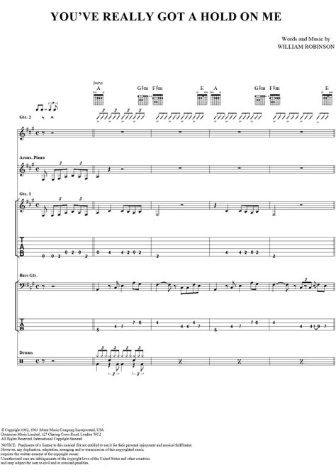 You Ve Really Got A Hold On Me Sheet Music By The Beatles For Guitar Tab Vocal Chords Sheet