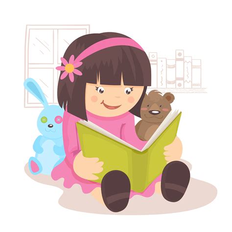 Girl Reading Book 439051 Vector Art At Vecteezy