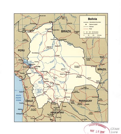Large Detailed Political Map Of Bolivia With Rivers Roads Railroads