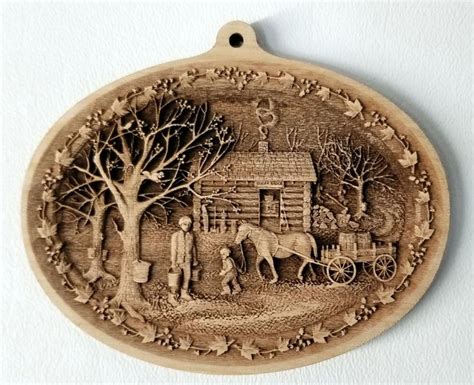 3d Wooden Ornament Maple Sapping Laser Engraved Unfinished Wood