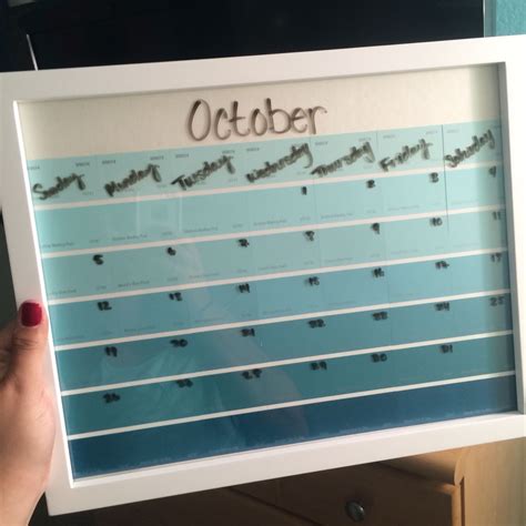 Diy Dry Erase Calendar Using Paint Swatches And A Picture Frame Dry