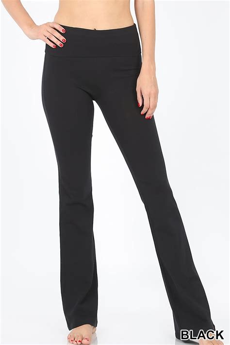 Shops Plus Size Pure Look Women’s Stretch Cotton Bootcut Fold Over Waist Control Yoga Pants