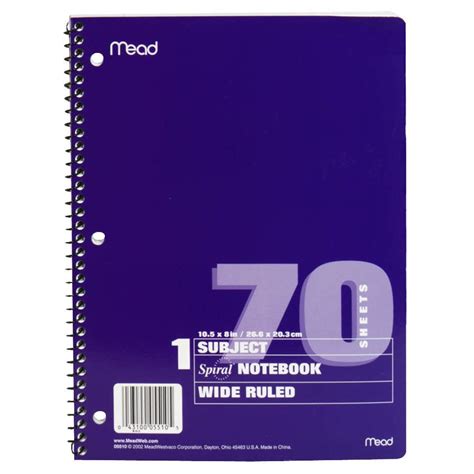 Mead 1 Subject Notebook 70 Sheets Wide Ruled Shop Your Way Online